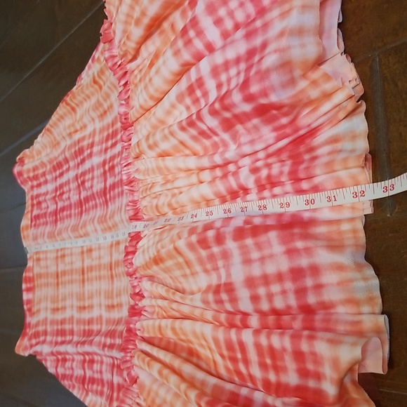 Anthropologie Eva Franco Flounced Orange Pink White Midi Skirt - Picture 9 of 14